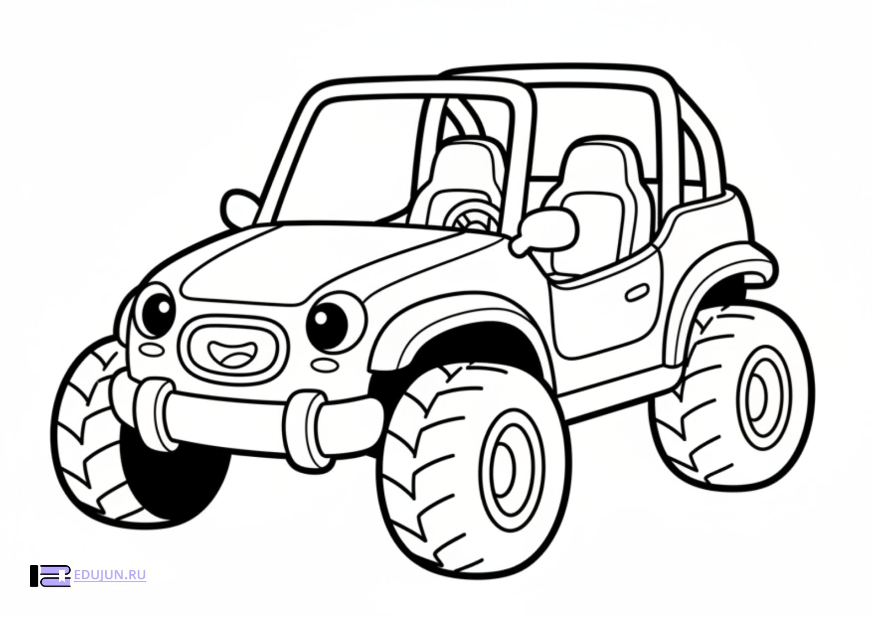 Раскраска «Багги в мультяшном стиле»