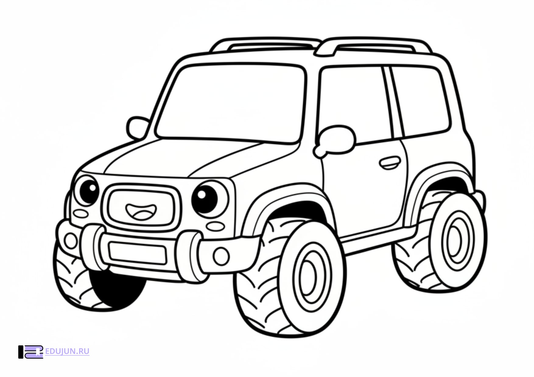 Раскраска «Внедорожник в мультяшном стиле»